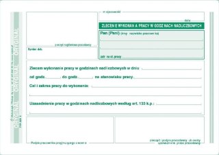 Druk samokopiujący Michalczyk i Prokop zlecenie wykonania pracy w godzinach nadliczbowych A6 40k. (529-5)