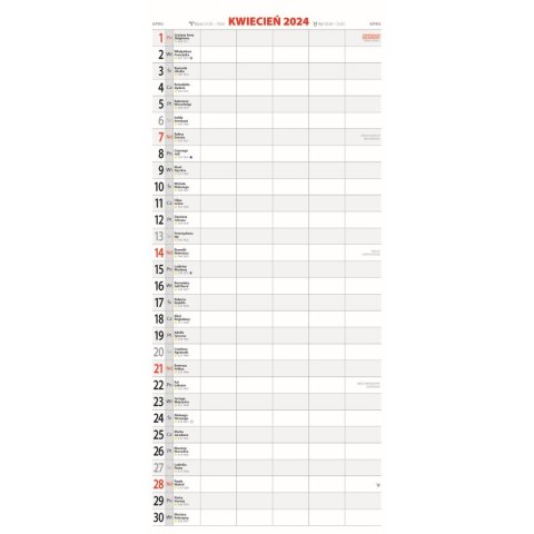 Kalendarz ścienny Avanti TERMINARZ wieloplanszowy paskowy 220mm x 490mm (KPD-6)