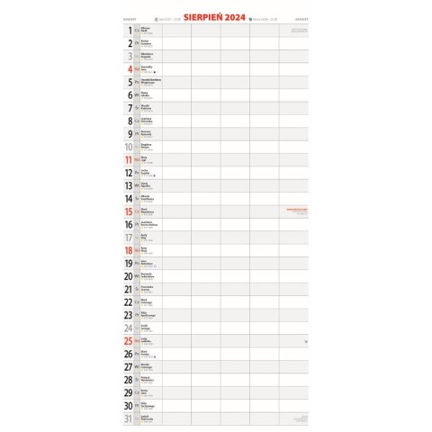 Kalendarz ścienny Avanti TERMINARZ wieloplanszowy paskowy 220mm x 490mm (KPD-6)