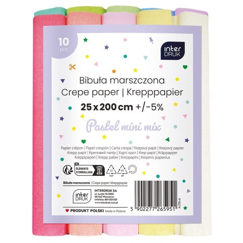 Bibuła marszczona Interdruk mini pastelowe 5902277265951 mix 297mm x 210mm (10szt)