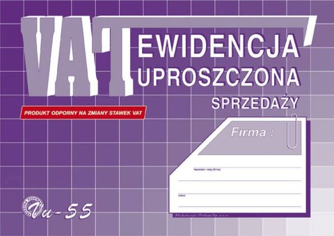 Druk offsetowy Michalczyk i Prokop Ewidencja uproszczona sprzedaży A5 32k. (Vu-55)