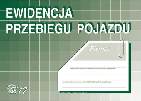 Druk offsetowy Michalczyk i Prokop Ewidencja przebiegu pojazdów (bez kosztów) A5 A5 32k. (K17)