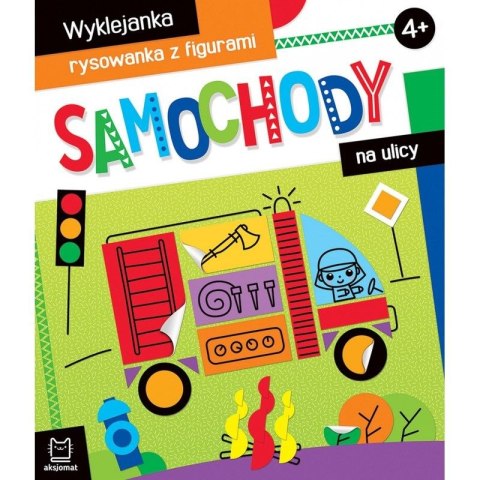 Książeczka edukacyjna Aksjomat Samochody na ulicy. Wyklejanka, rysowanka z figurami 4+