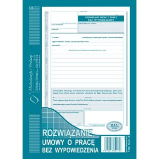 Druk samokopiujący Michalczyk i Prokop Rozwiązanie umowy o pracę bez wypowiedzenia A5 40k. (523-3)