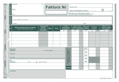 Druk samokopiujący Michalczyk i Prokop Faktura wzór pełny dla prowadzących sprzedaż w cenach brutto A5 80k. (143-3E)