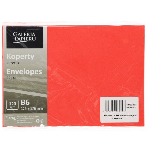 Koperta Galeria Papieru WIATR B6 czerwona [mm:] 125x176 (280805) 20 sztuk