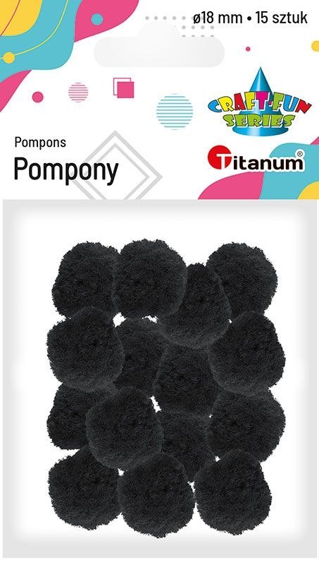 Pompony Titanum Craft-Fun Series czarne 15 szt