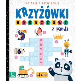 Książeczka edukacyjna Aksjomat Krzyżówki obrazkowe z pandą. Wpisuję i rozwiązuję.