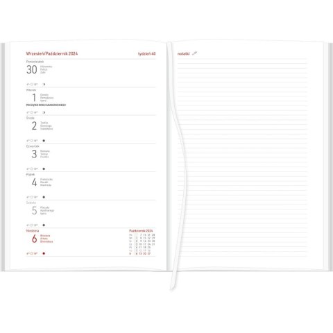 Kalendarz nauczyciela książkowy (terminarz) A5TA088B Wydawnictwo Wokół Nas 2024/2025 a5 TYGODNIOWY A5 (CROSS Z GUMKĄ CZERWONY)