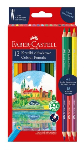 Kredki ołówkowe Faber Castell dwustronne Wawel 12+3 kol. (201480 FC)