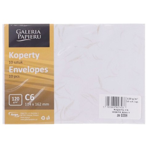 Koperta Galeria Papieru WIATR BIAŁY C6 biały [mm:] 114x162 (280206) 10 sztuk