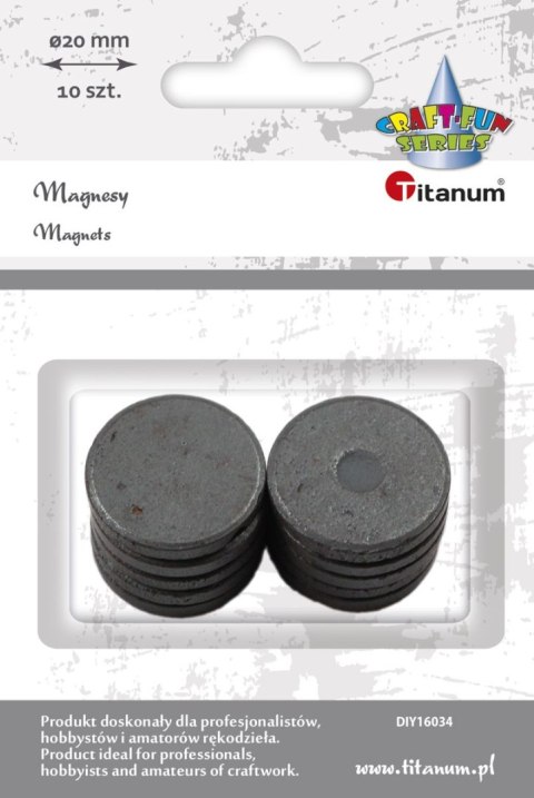 Magnes Titanum Craft-Fun Series czarny śr. 20mm (DIY16034) 10 sztuk