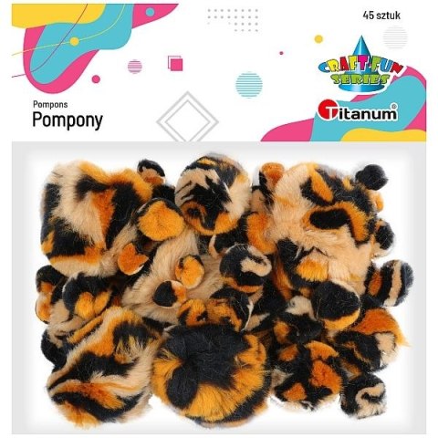 Pompony Titanum Craft-Fun Series cętki tygrysa brązowy 45 szt (16073E)