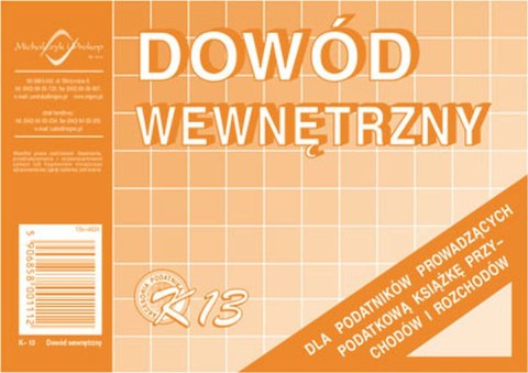 Druk offsetowy Michalczyk i Prokop Dowód wewnętrzny A6 50k. (K-13)