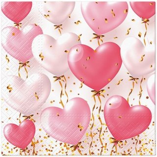 Serwetki Paw Lunch Heart Balloons Rose mix nadruk bibuła [mm:] 330x330 (SDL143600)