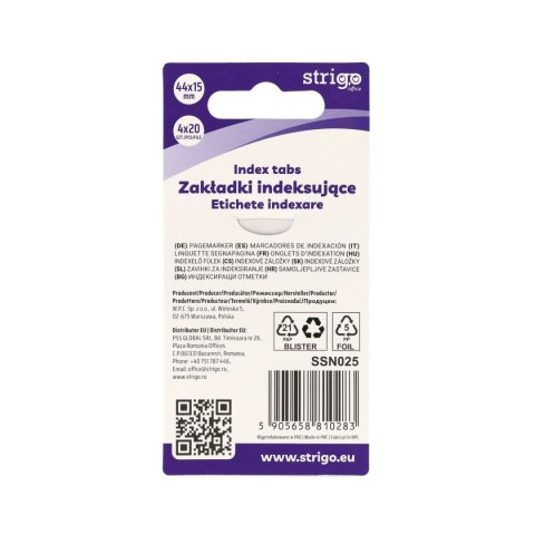 Zakładka indeksująca Strigo łapki 44x15mm x4bl 5905658810283 80k [mm:] 44x15 (SSN025)