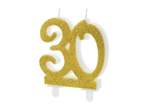 Świeczka urodzinowa Partydeco liczba 30, złoty 7.5cm (SCU5-30-019)