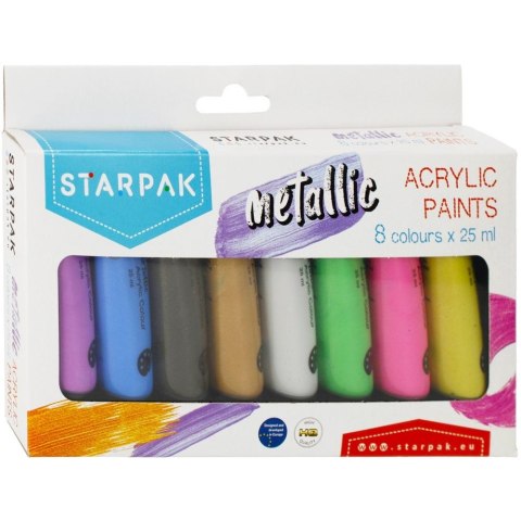 Farba akrylowa Starpak 8kolx 25ml, metalik kolor: mix 25ml (484980)