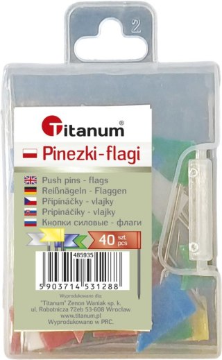 Pinezki Titanum plastikowe flagi kolor: mix 40 szt