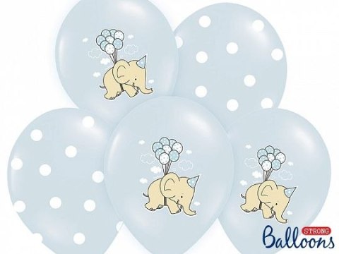 Balon gumowy Partydeco 30cm, Słonik, Pastel Baby Blue Mix (1 op. / 6 szt.) niebieski jasny 300mm (SB14P-255-000-6)