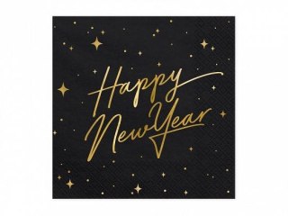 Serwetki Partydeco Happy New Year CZARNY papier [mm:] 330x330 (SP33-82-010-019ME)