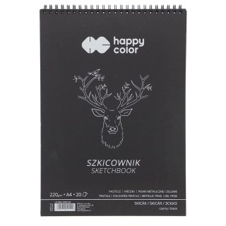 Blok artystyczny Happy Color szkicownik czarny A4 220g 20k (HA 3822 2030-C20)