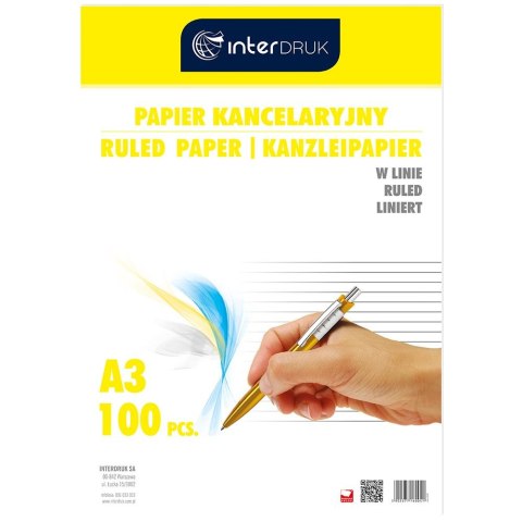 Papier kancelaryjny Interdruk A3 linia [mm:] 297x420 (PAKA100L)