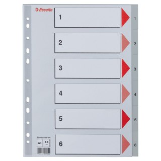 Przekładka numeryczna Esselte A4 szara 6k 1-6 (100104)