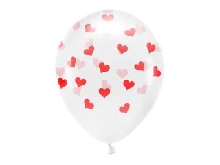 Balon gumowy Partydeco Serca, Crystal Clear (1 op. / 6 szt.) transparentny 330mm (ECO33C-200-099R-6)