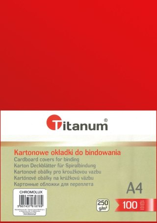 Karton do bindowania Titanum błyszczący - chromolux A4 czerwony 250g