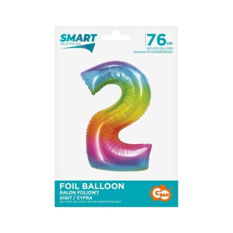 Balon foliowy Godan Smart cyfra 2 tęcza 76cm (CH-STC2)