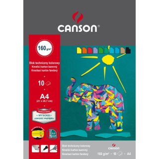 Blok techniczny Canson kolorowy A4 mix 160g 10k [mm:] 210x297 (400075209)