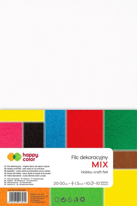 Filc Happy Color kolor: mix 10 ark. [mm:] 200x300 (HA 7150 2030-MIX)