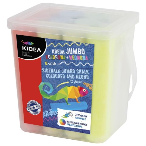 Kreda chodnikowa Derform jumbo kolorowa neonowa mix (KRJKN12KA) 12 sztuk