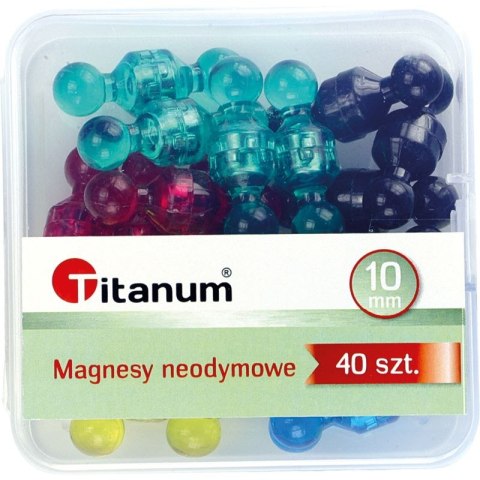 Magnes Titanum pinezki tablicowe 10 mm neodymowe mix śr. 10mm 40 sztuk