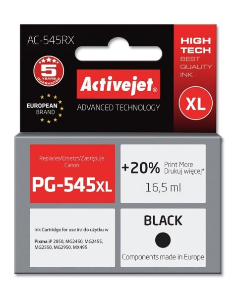 Tusz (cartridge) alternatywny Activejet Canon PG-545XL czarny 16,5ml (EXPACJACA0130)