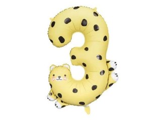 Balon foliowy Partydeco Cyfra 3 - Gepard, 68x98 cm 29cal (FB163-3)