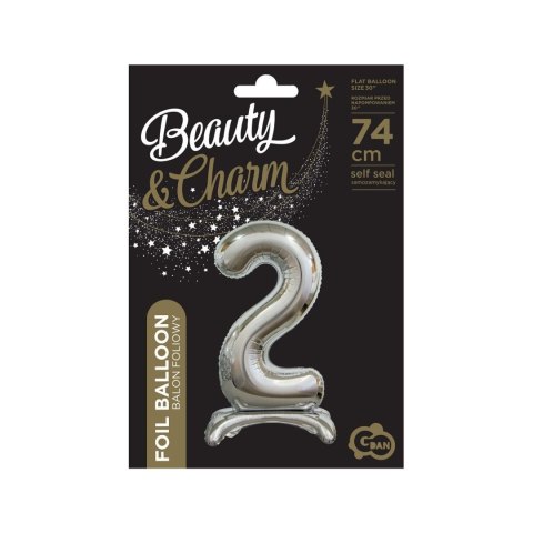 Balon gumowy Godan Beauty&Charm cyfra stojąca srebrna Srebrny 30cal (BC-ASS2)