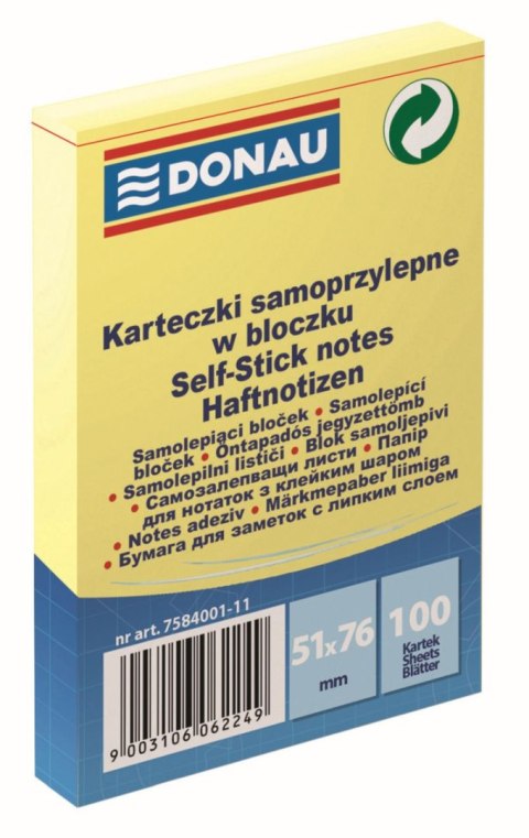 Notes samoprzylepny Donau żółta 100k [mm:] 51x76 (7584001)