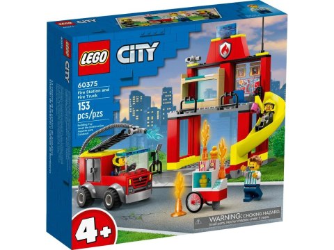 Klocki konstrukcyjne Lego City remiza strażacka i wóz strażacki (60375)