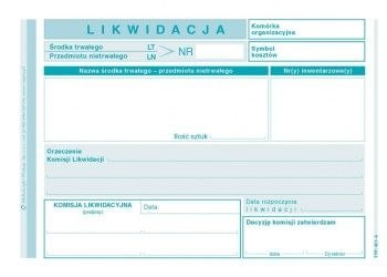 Druk offsetowy Michalczyk i Prokop likwidacja środka trwałego A6 40k. (421-5)