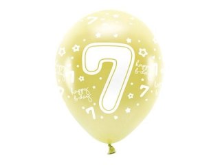 Balon gumowy Partydeco cyfra 7 (1 op. / 6 szt.) złoty 330mm (ECO33M-207-019J-6)