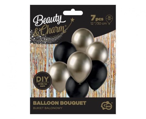 Balon gumowy Godan Bukiet balonowy B&C prosecco-czarny, 7 szt. czarny 300mm 12cal (BB-PRC7)