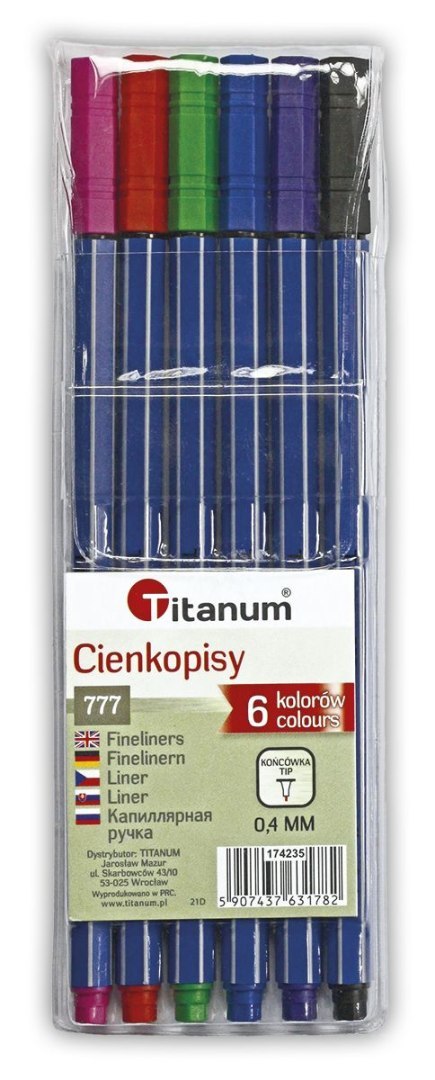 Cienkopis Top Quality Fineliner, mix 0,4mm 6kol. (777)