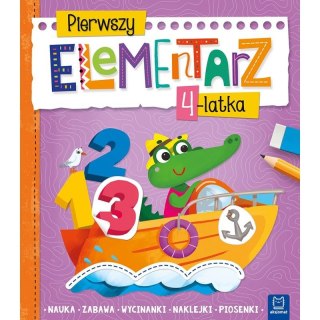 Książeczka edukacyjna Aksjomat Pierwszy elementarz 4-latka. Nauka, zabawa, wycinanki, naklejki, piosenki