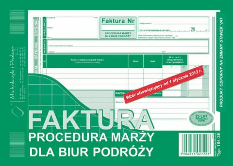 Druk samokopiujący Michalczyk i Prokop Faktura Procedura marży dla biur podróży A5 80k. (194-3E)